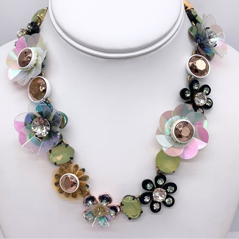 J. Crew Sequin Brulee Flower Necklace